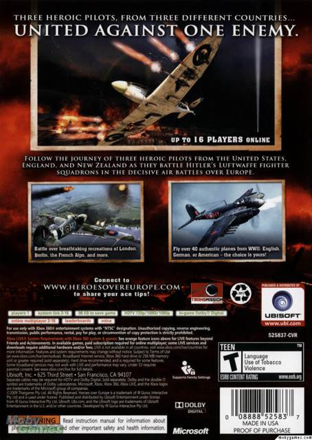 Heroes Over Europe - Microsoft Xbox 360 (Ubisoft - 1) video game collectible [Barcode 008888525837] - Main Image 2