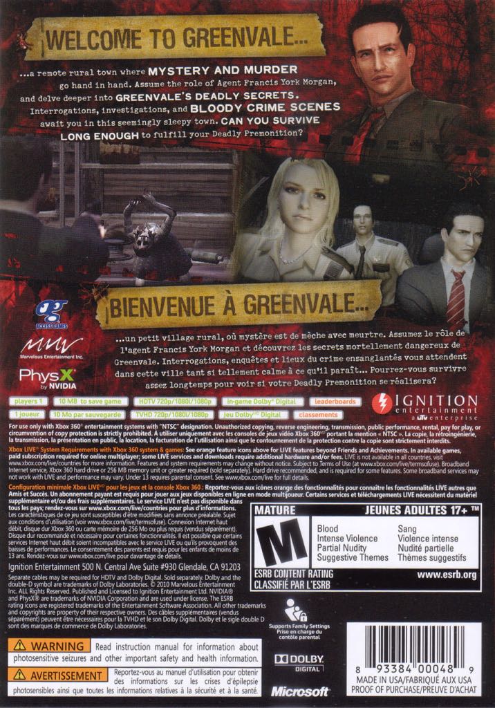 Deadly Premonition - Microsoft Xbox 360 video game collectible - Main Image 2