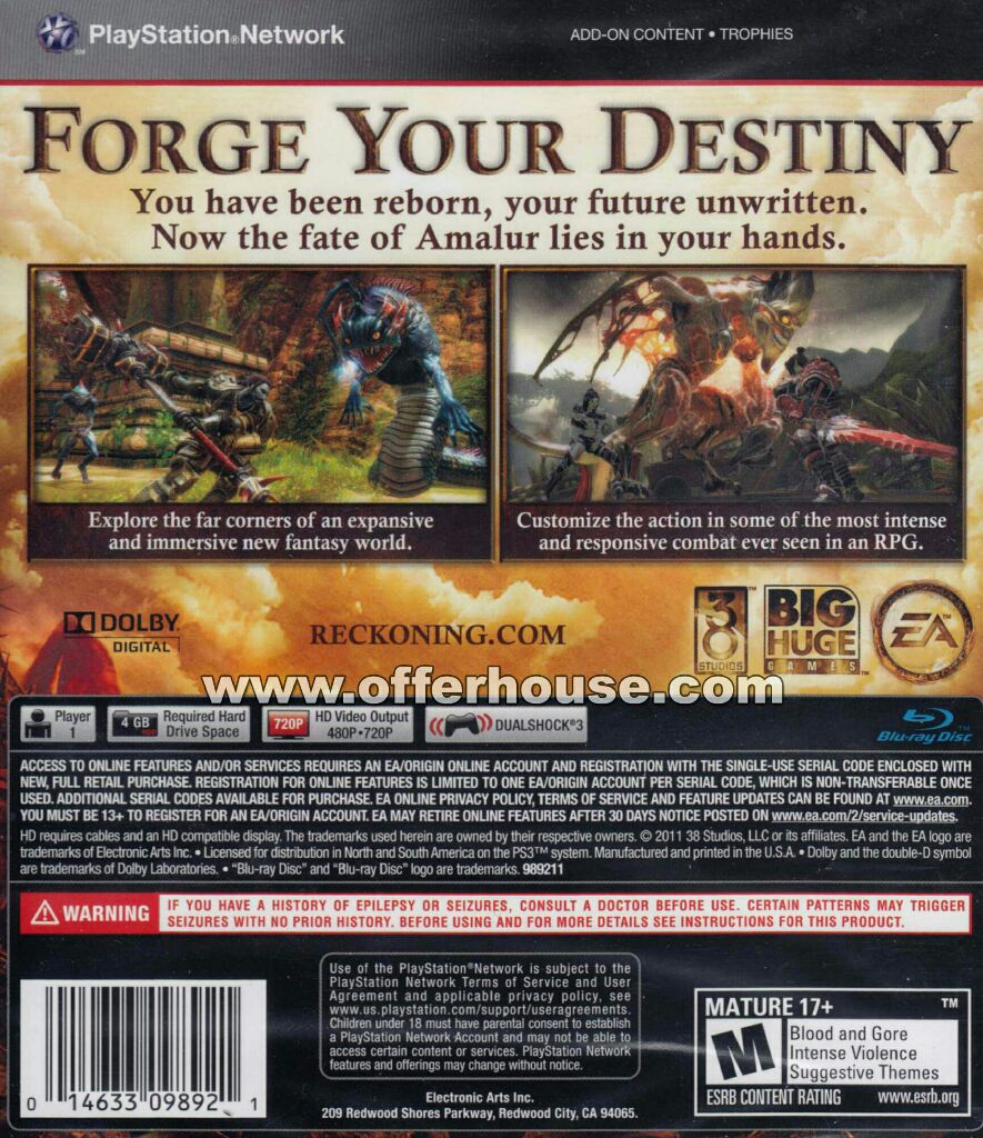 Kingdoms Of Amalur: Reckoning - Sony PlayStation 3 (PS3) (Electronic Arts/EA Games - 1) video game collectible [Barcode 5030932103642] - Main Image 2