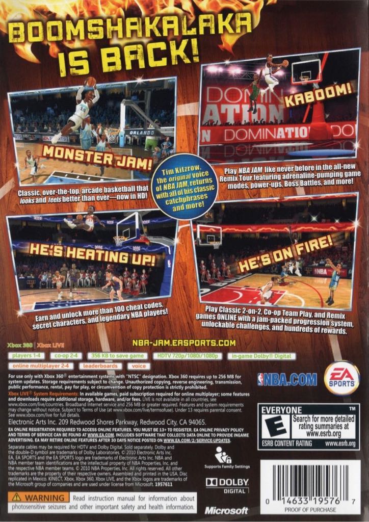 NBA Jam - Microsoft Xbox 360 (Ea Sports - 1-4) video game collectible [Barcode 014633197945] - Main Image 2