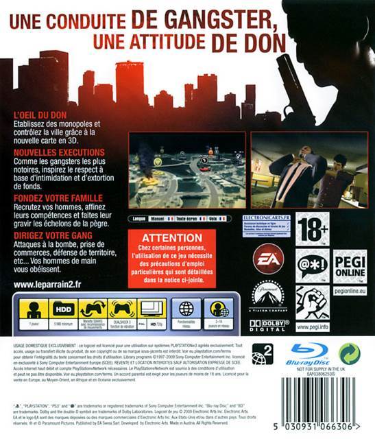 Le Parrain 2 - Sony PlayStation 3 (PS3) (EA - 1) video game collectible [Barcode 5030931066306] - Main Image 2