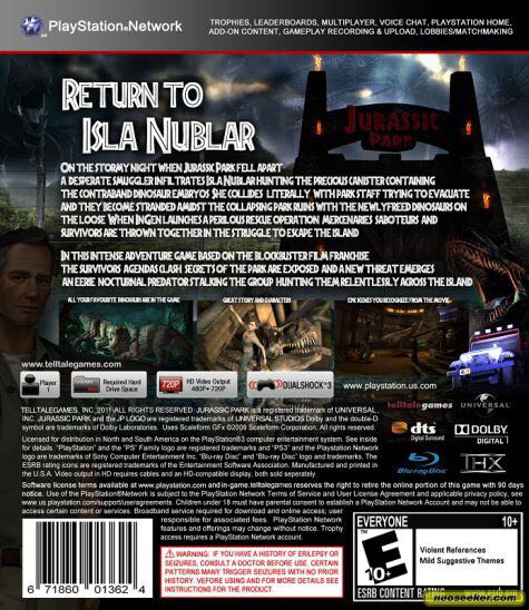 Jurassic Park: The Game - Sony PlayStation 3 (PS3) (Telltale Games - 1) video game collectible [Barcode 4260089414600] - Main Image 2