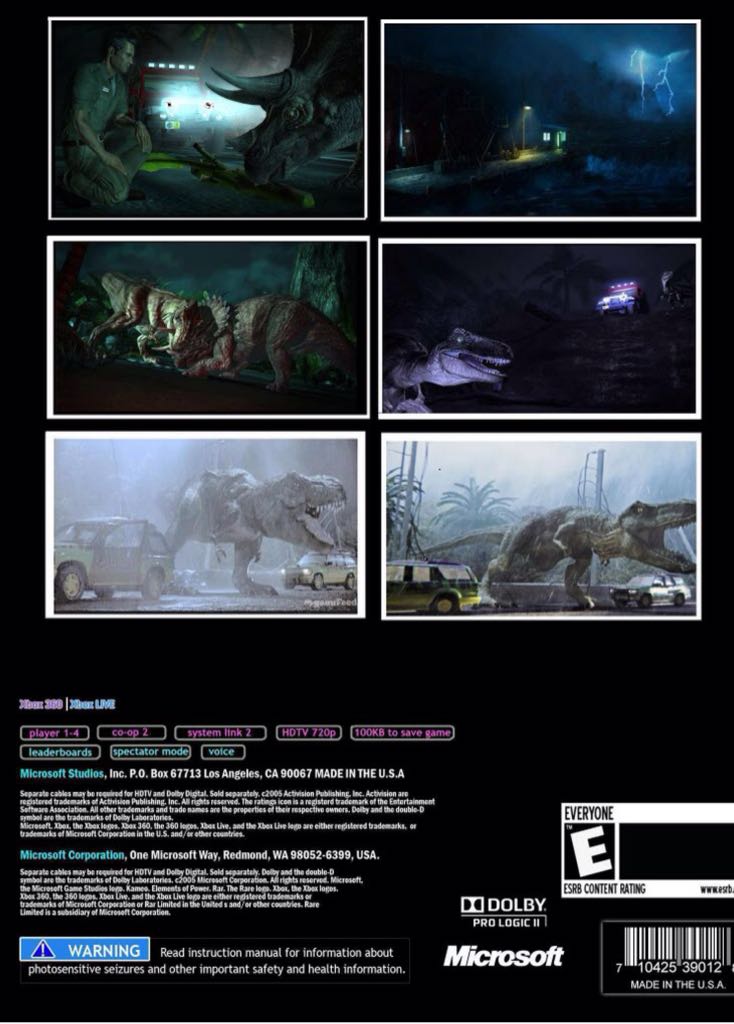 Jurassic Park: The Game - Microsoft Xbox 360 video game collectible - Main Image 2