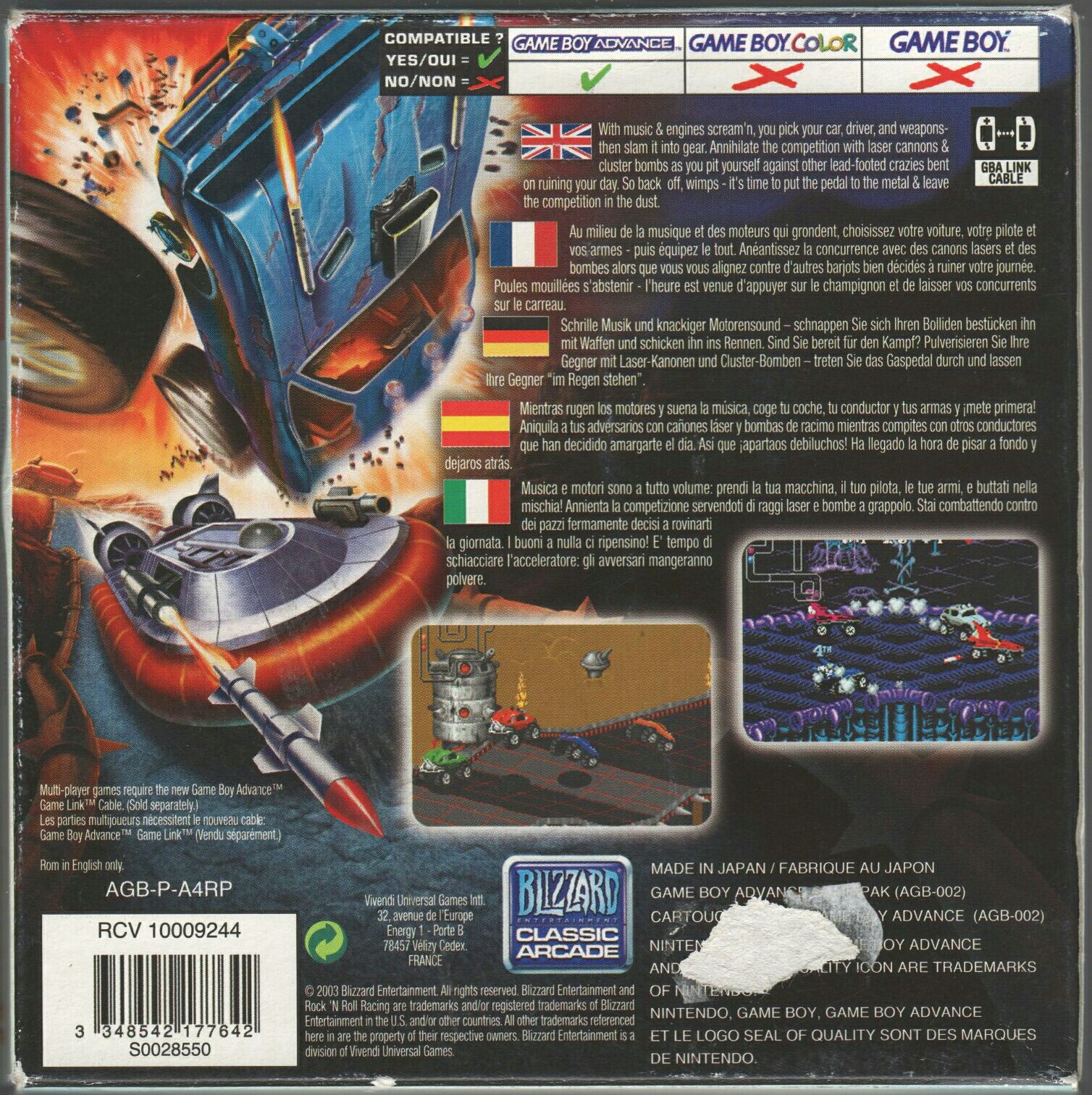 Rock’n Roll Racing - Nintendo Game Boy Advance (GBA) video game collectible - Main Image 2