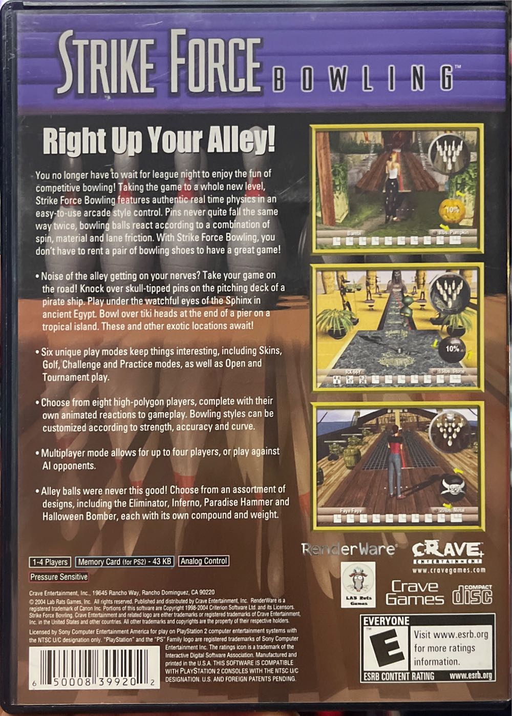 Strike Force Bowling - Sony PlayStation 2 (PS2) (Crave - 4) video game collectible [Barcode 650008399202] - Main Image 2