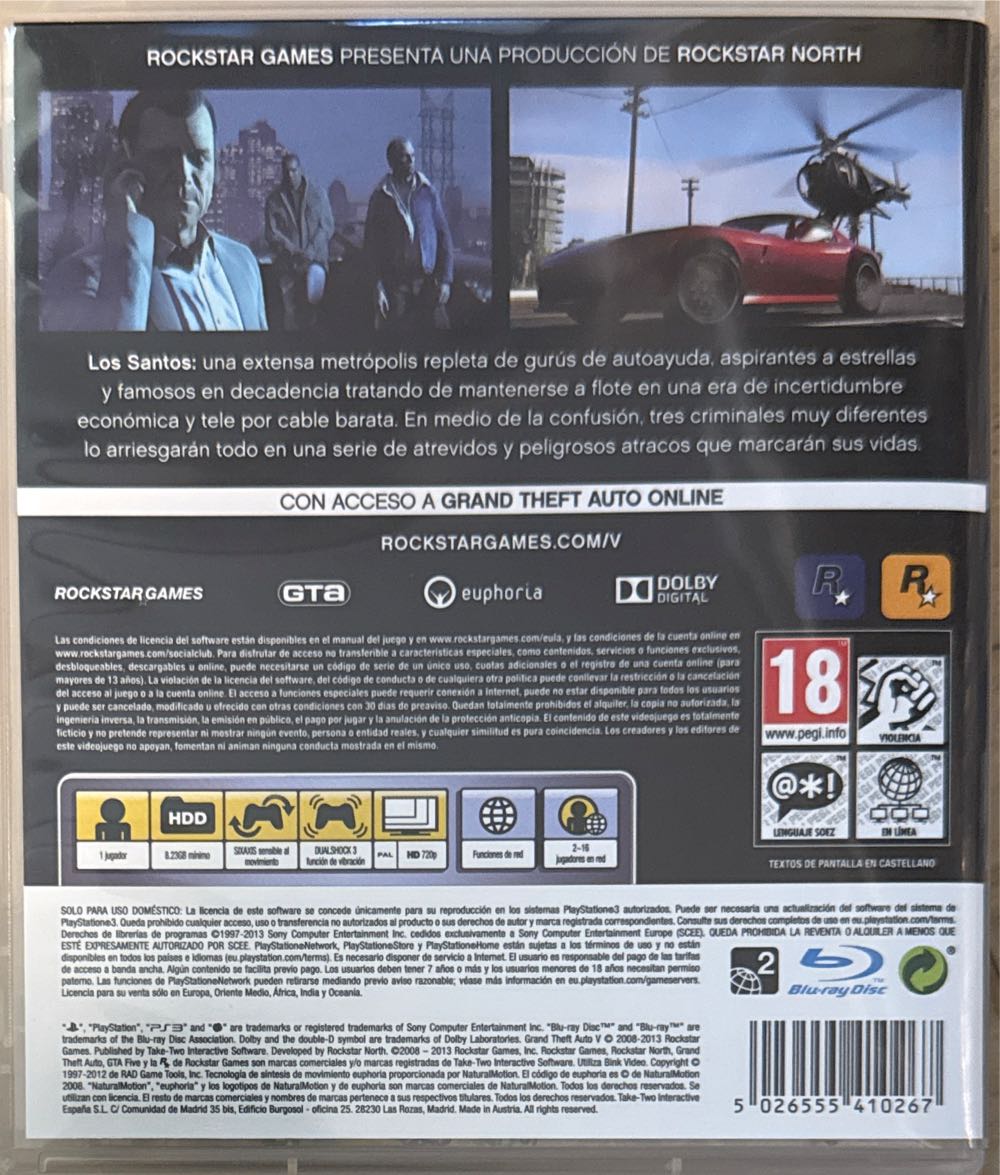 Grand Theft Auto V - Sony PlayStation 3 (PS3) (Rockstar Games - 1) video game collectible [Barcode 5026555410267] - Main Image 2