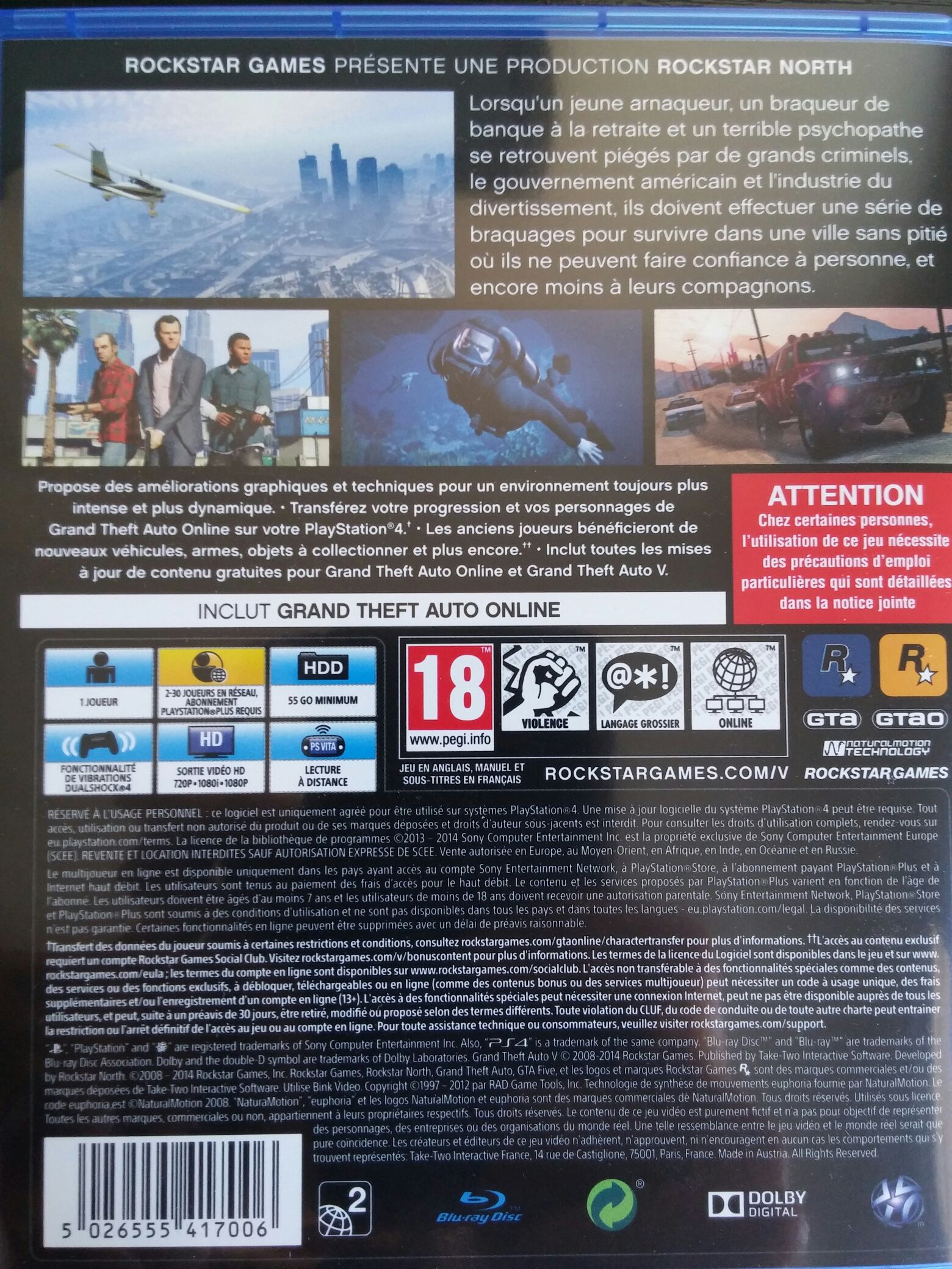 Grand Theft Auto V - Sony PlayStation 4 (PS4) (Rockstar Games - 1-30) video game collectible [Barcode 5026555417006] - Main Image 2