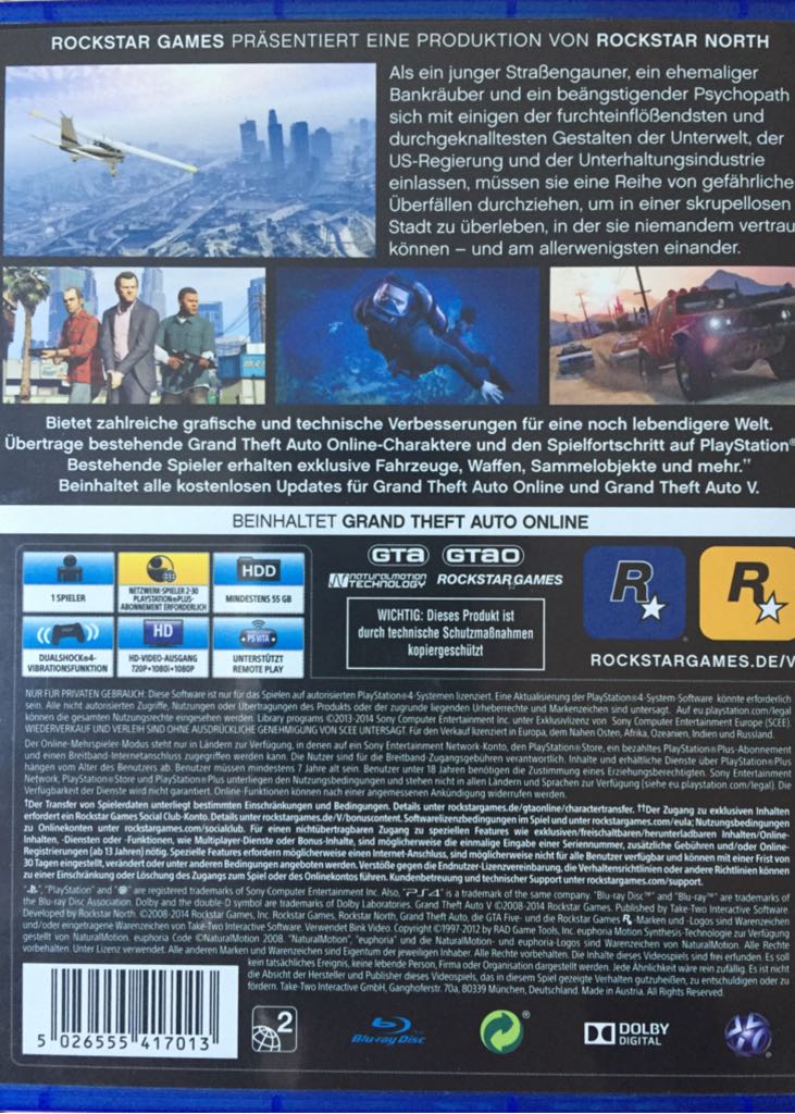 Grand Theft Auto V - Sony PlayStation 4 (PS4) (Take Two Interactive - 1) video game collectible [Barcode 5026555417013] - Main Image 2