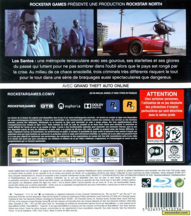 Grand Theft Auto V - Sony PlayStation 4 (PS4) (Rockstar Games, Inc. - 1) video game collectible [Barcode 5026555417082] - Main Image 2