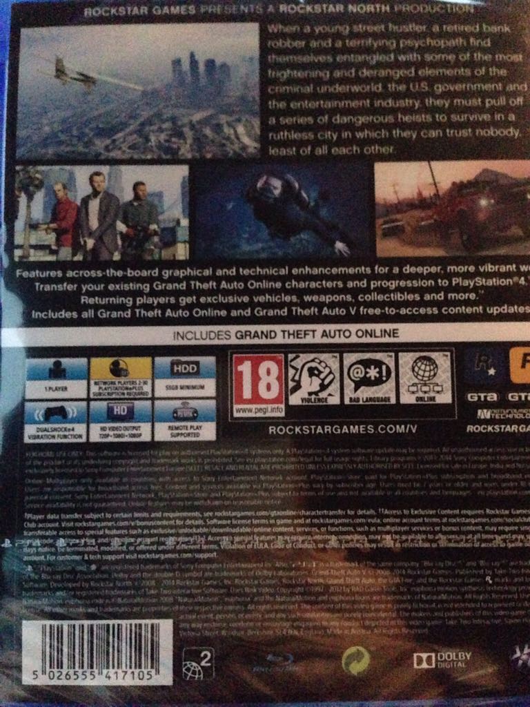 Grand Theft Auto V - Sony PlayStation 4 (PS4) (Rockstar Games, Inc. - 1) video game collectible [Barcode 5026555417105] - Main Image 2