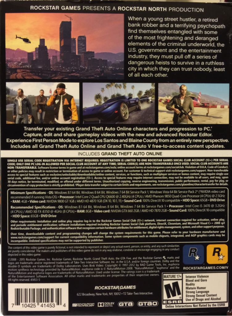 Grand Theft Auto V - PC (Rockstar Games - 1) video game collectible [Barcode 710425414534] - Main Image 2