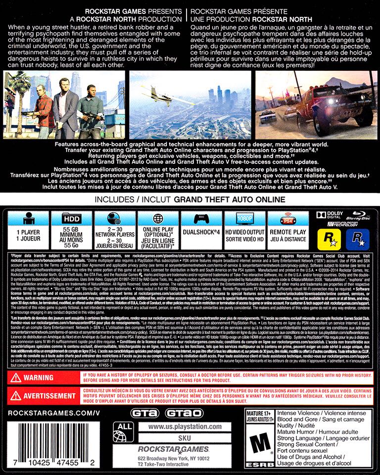 Grand Theft Auto V. PS4 - Sony PlayStation 4 (PS4) (Rockstar Games - 1) video game collectible [Barcode 710425474552] - Main Image 2