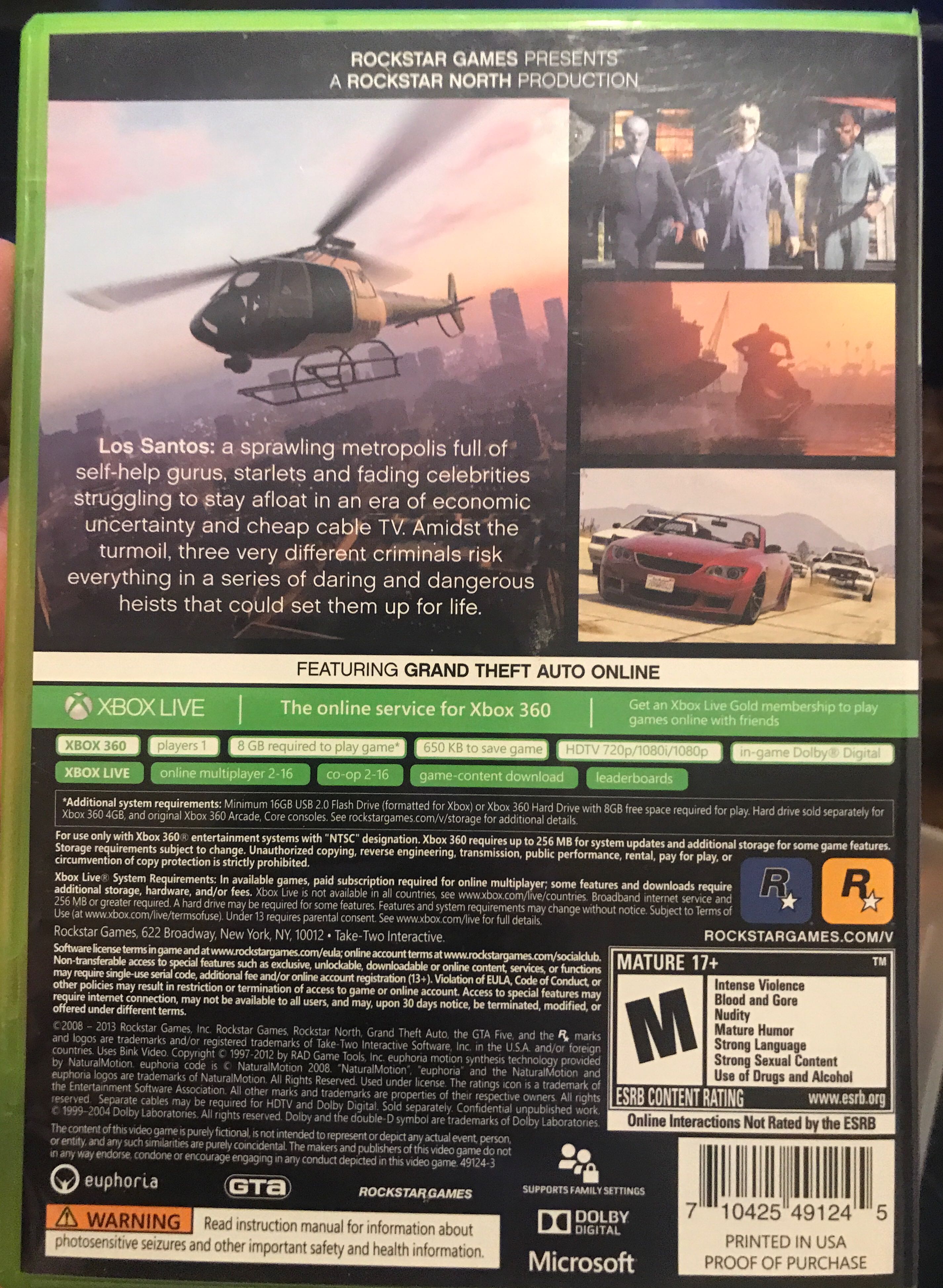 Grand Theft Auto 5 - Microsoft Xbox 360 (Rockstar - 1) video game collectible [Barcode 710425491245] - Main Image 3