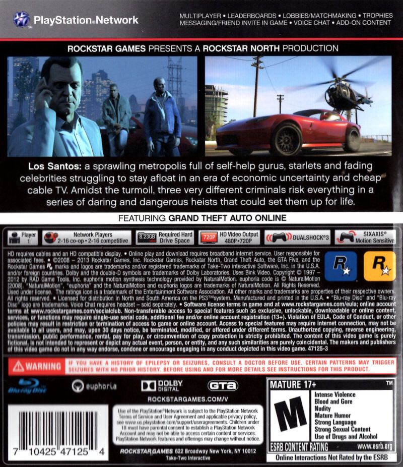 Grand Theft Auto V - Sony PlayStation 3 (PS3) (Rockstar Games - 1) video game collectible - Main Image 2