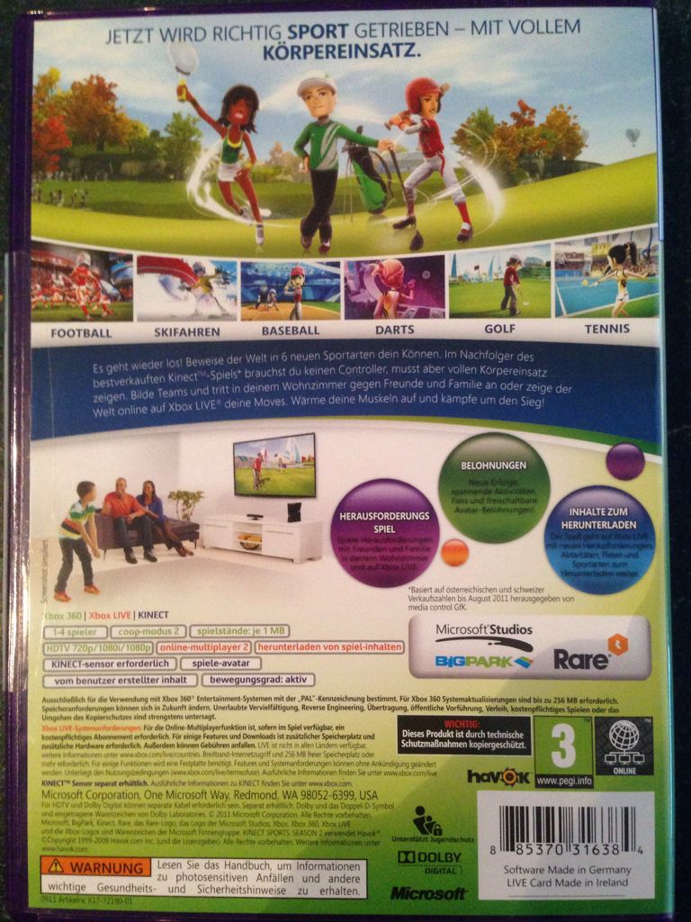 Kinect Sports: Season 2 - Microsoft Xbox 360 video game collectible [Barcode 885370316384] - Main Image 2