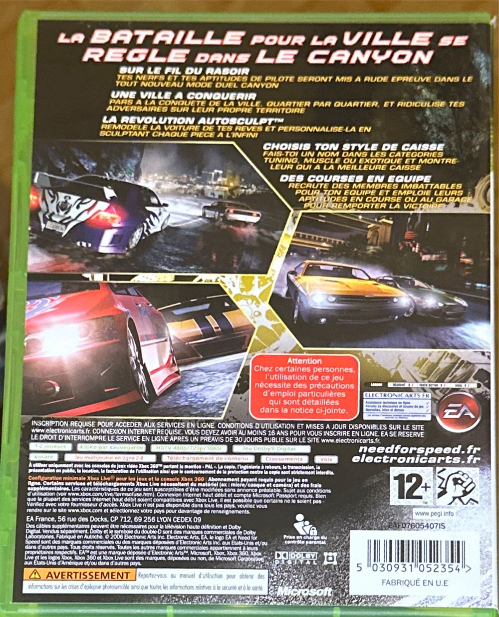 Need For Speed : Carbon - Microsoft Xbox 360 (EA Games - 1-2) video game collectible [Barcode 5030931052354] - Main Image 2