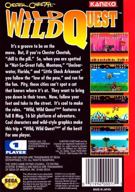 Chester Cheetah: Wild Wild Quest - Sega Genesis (Mega Drive) (Kaneko - 1) video game collectible [Barcode 021996000171] - Main Image 2