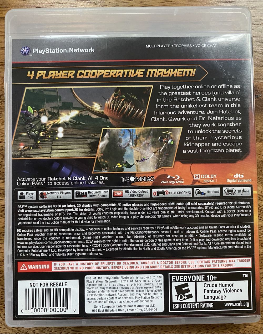 Rachet & Clank: All 4 One - Sony PlayStation 3 (PS3) (SCEA - 1-4) video game collectible - Main Image 2