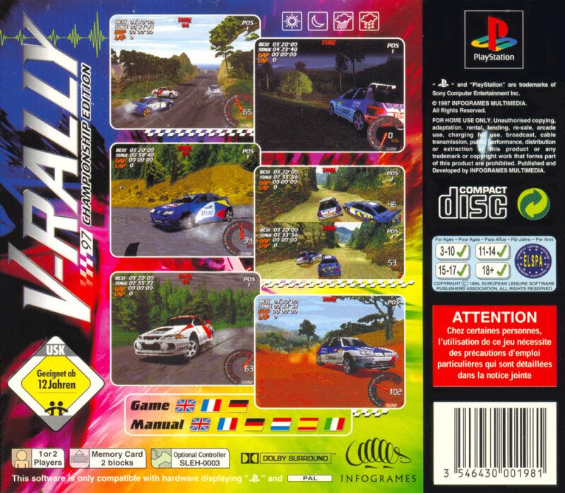 V-Rally - Sony PlayStation (Infogrames - 2) video game collectible [Barcode 3546430009710] - Main Image 2