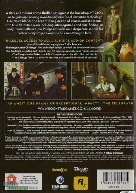 L.A. Noire: The Complete Edition - PC (Rockstar Games - 1) video game collectible [Barcode 5026555054911] - Main Image 2