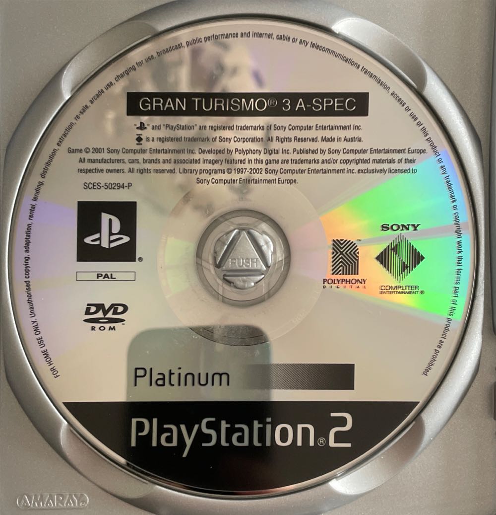 Gran Turismo 3: A-spec Platinum - Sony PlayStation 2 (PS2) (Sony Computer Entertainment - 2) video game collectible [Barcode 711719347521] - Main Image 3