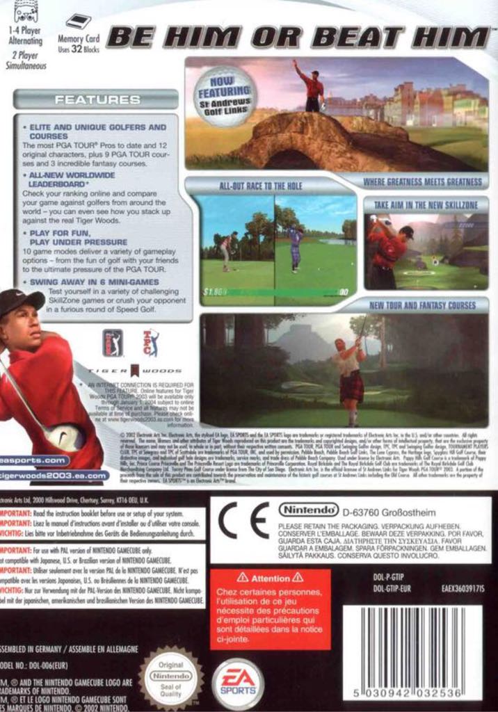 Tiger Woods PGA Tour 2003 - Nintendo GameCube (Electronic Art/ EA Sports - 4) video game collectible [Barcode 014633145892] - Main Image 2