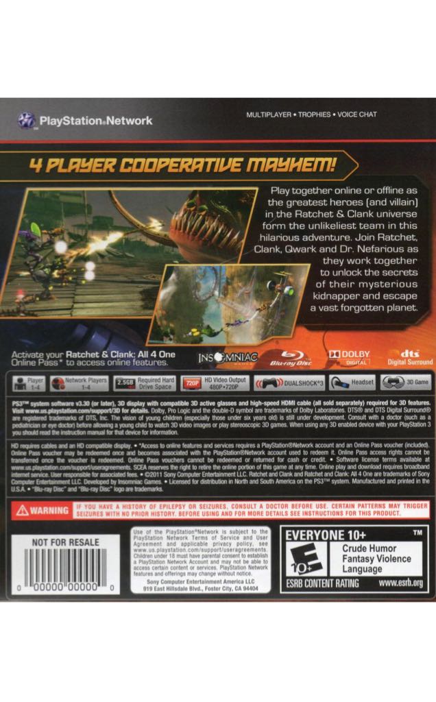 Rachet And Clank All 4 One - Sony PlayStation 3 (PS3) video game collectible - Main Image 2