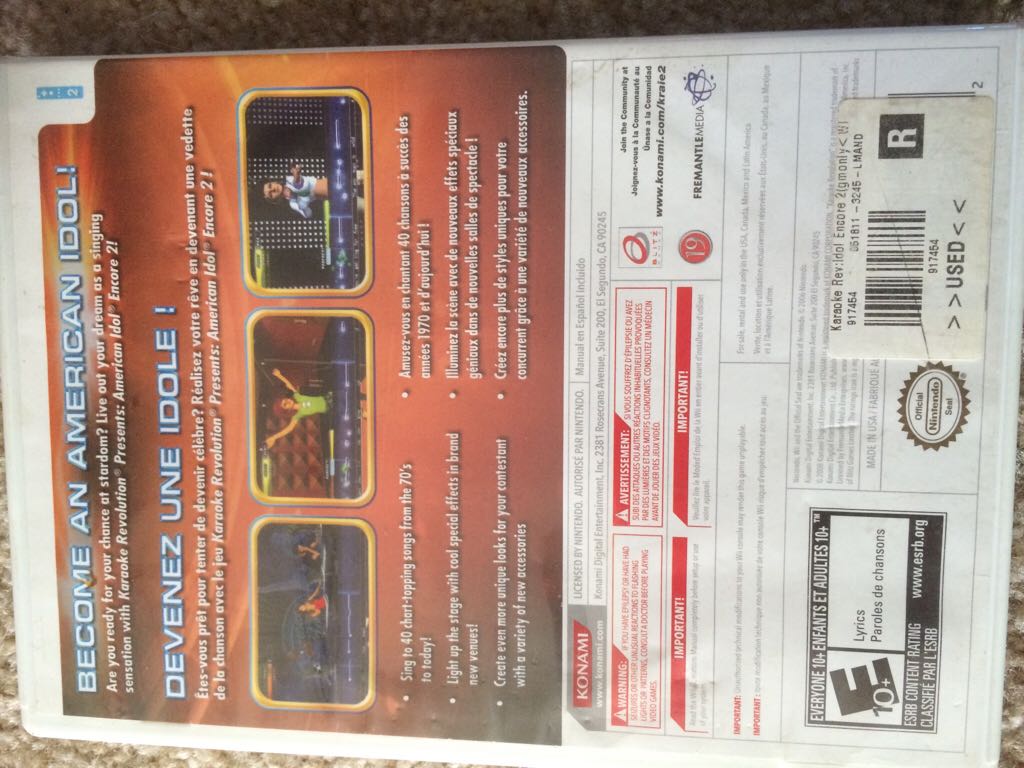 Karaoke Revolution Presents American Idol: Encore 2 - Nintendo Wii video game collectible - Main Image 2