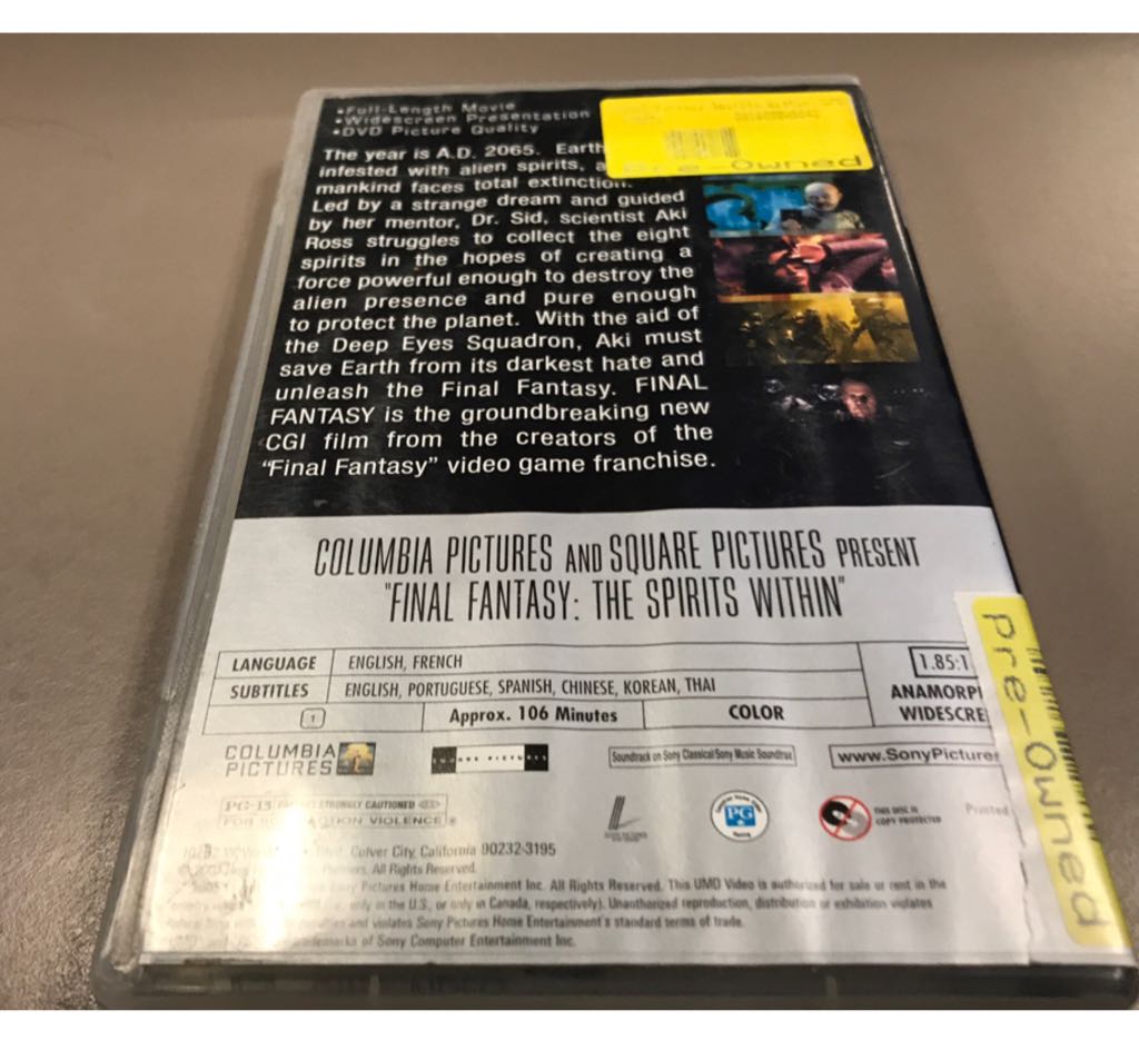 Final Fantasy: The Spirits Within - Sony PlayStation Portable (PSP) video game collectible - Main Image 2