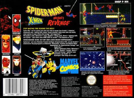 Spider-Man X-Men: Arcade’s Revenge - Nintendo Super Nintendo Entertainment System (SNES) video game collectible - Main Image 2