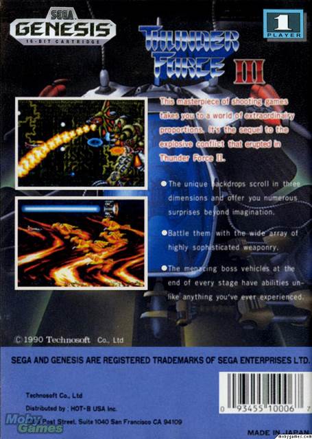 Thunder Force III - Sega Genesis (Mega Drive) (Technos Japan Corp. - 1) video game collectible [Barcode 4907095000365] - Main Image 2