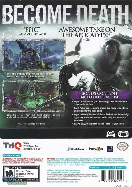 Darksiders II Nordic Games Variant - Nintendo Wii U (THQ - 1) video game collectible [Barcode 785138322711] - Main Image 2