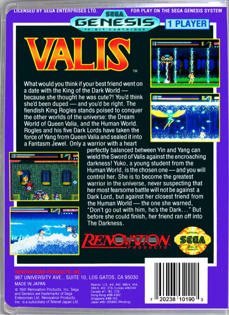 Valis - Sega Genesis (Mega Drive) (Renovation - 1) video game collectible [Barcode 720238101903] - Main Image 2