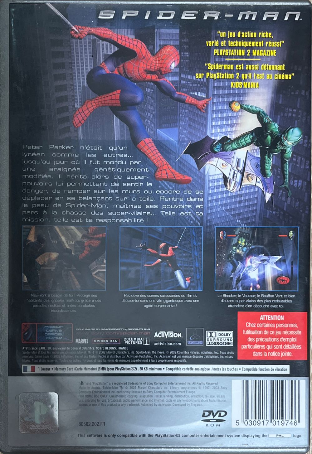 PS2 / Spider-Man [Platinum] - Sony PlayStation 2 (PS2) (Activision - 1) video game collectible [Barcode 5030917019746] - Main Image 2