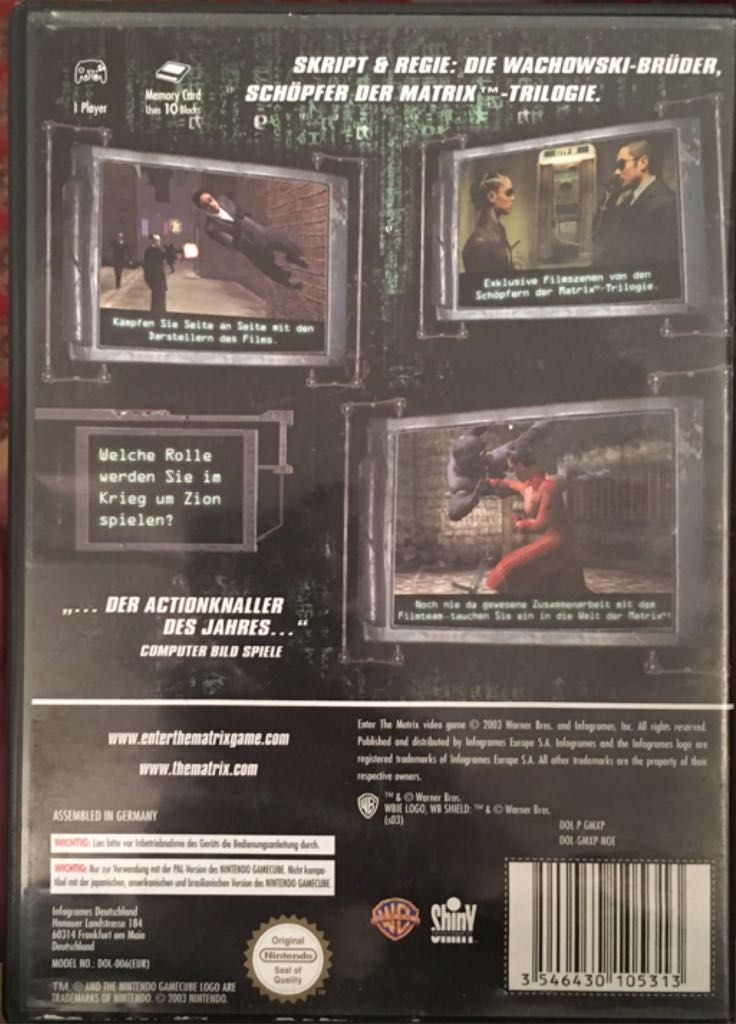 Enter The Matrix - Nintendo GameCube (Nintendo - 1) video game collectible [Barcode 3546430105313] - Main Image 2