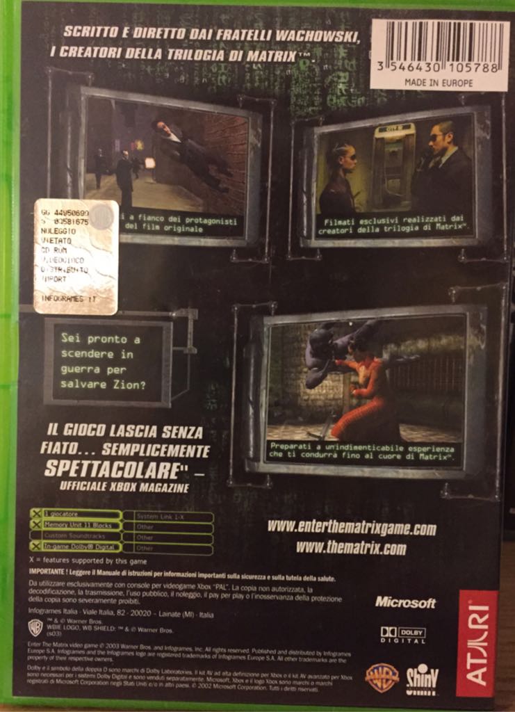 Enter The Matrix - Microsoft Xbox (Infogrames - 1) video game collectible [Barcode 3546430106754] - Main Image 2