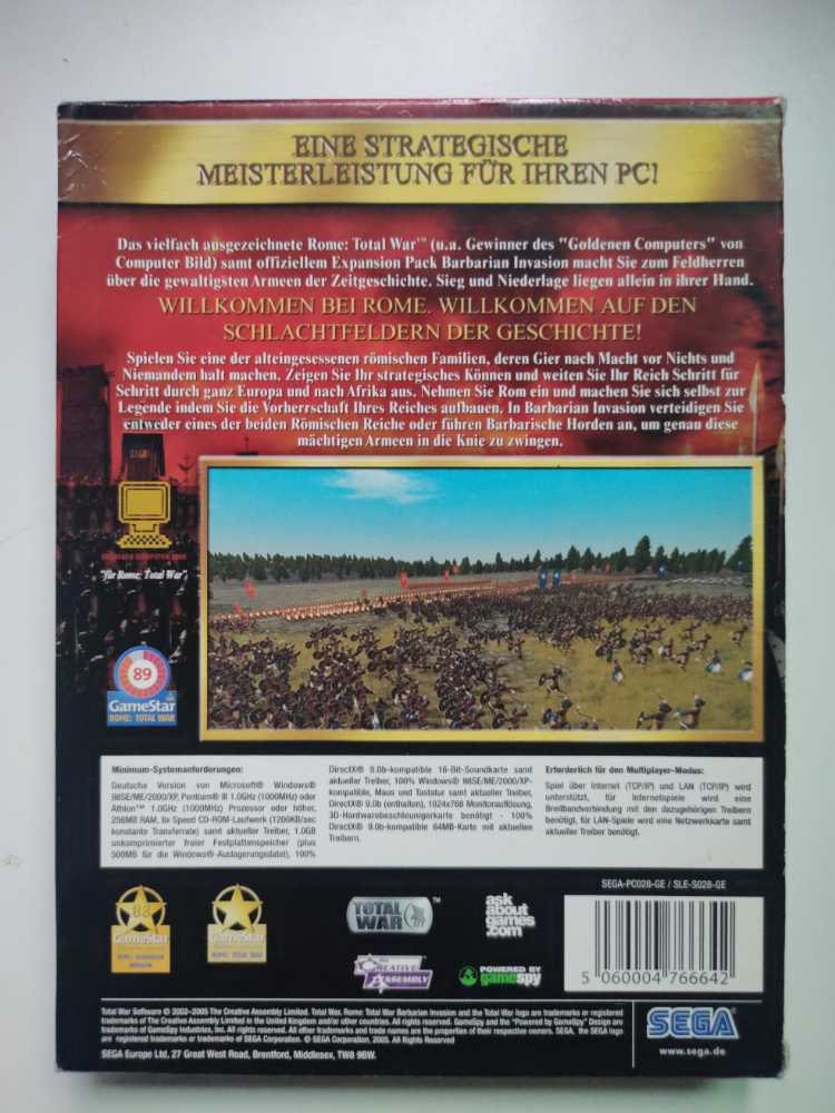 Rome: Total War (Gold Edition) - PC video game collectible [Barcode 5060004766642] - Main Image 2