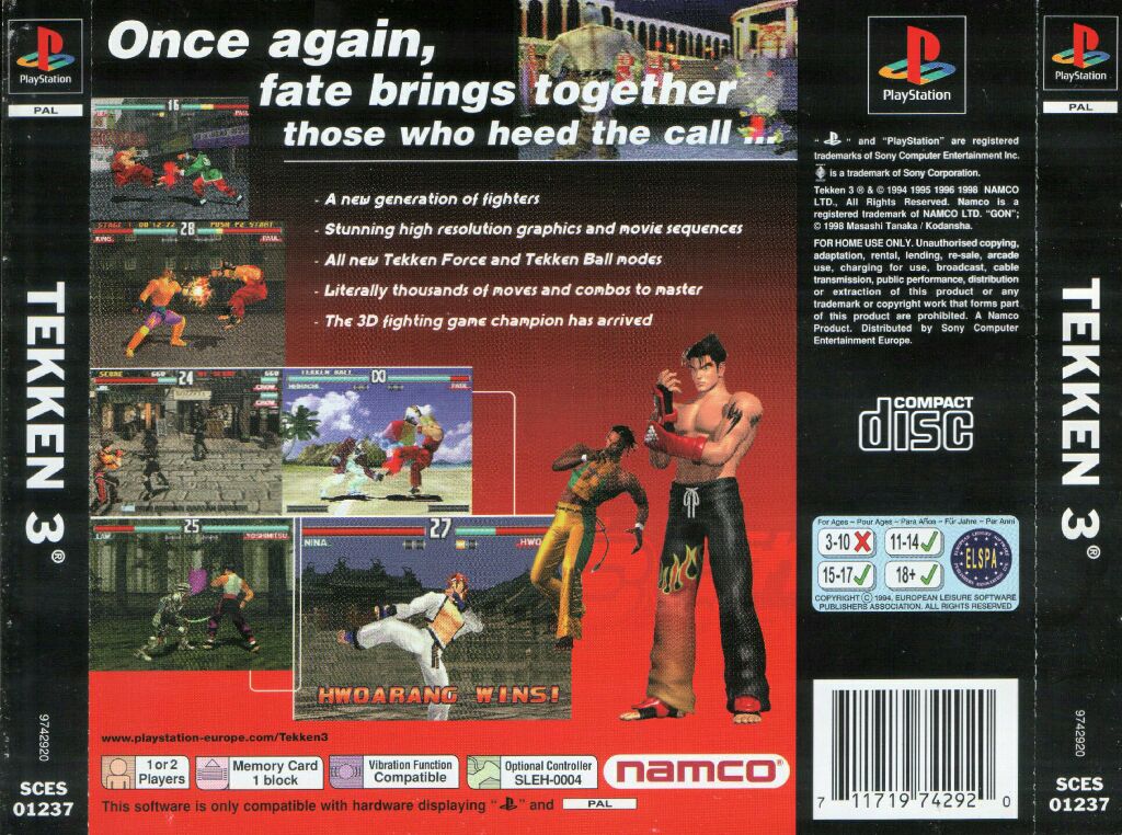 TEKKEN 3 - Sony PlayStation (Sony Computer Entertainment - 2) video game collectible [Barcode 711719743026] - Main Image 2