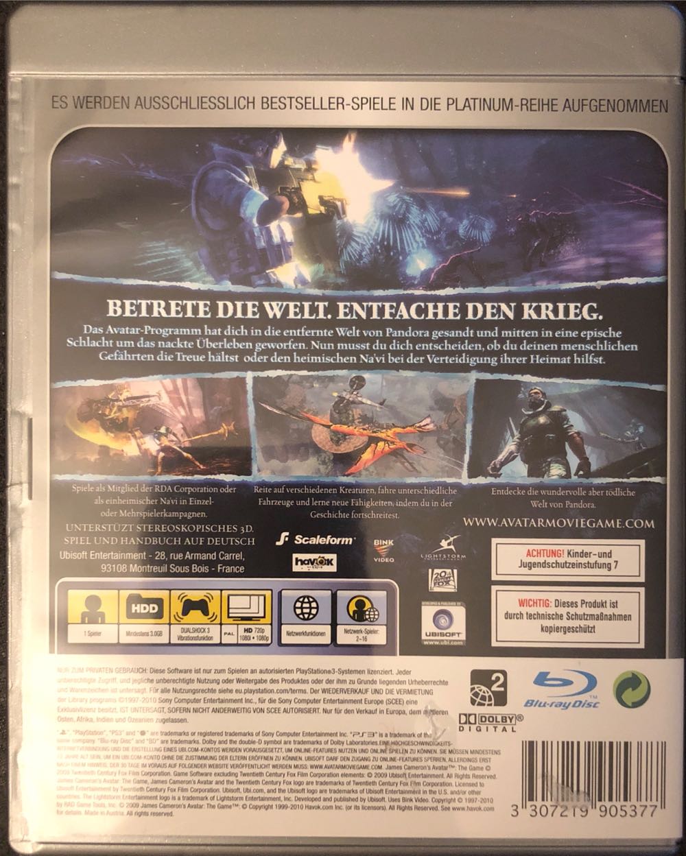 Avatar - The Game (Platinum) - Sony PlayStation 3 (PS3) (Ubisoft - 1) video game collectible [Barcode 3307219905377] - Main Image 2