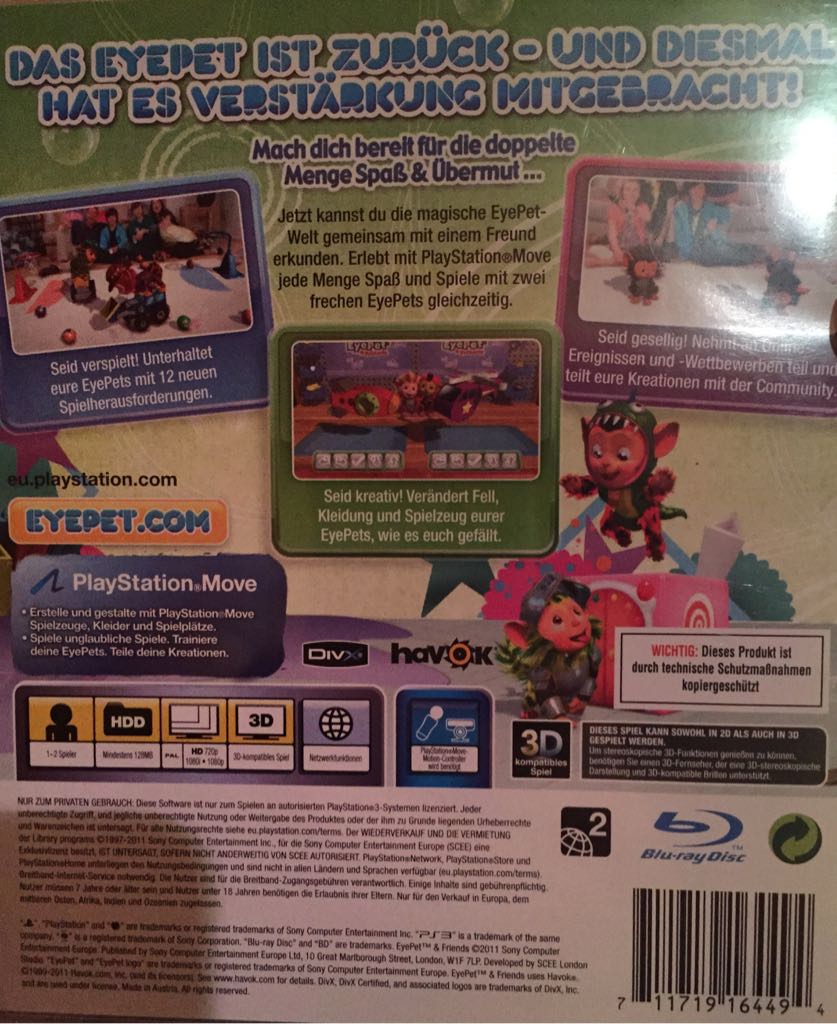 EyePet & Friends - Sony PlayStation 3 (PS3) (2) video game collectible [Barcode 711719164494] - Main Image 2