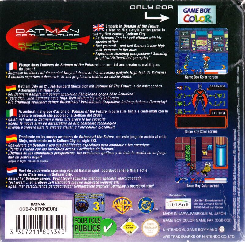 Batman Beyond: Return of the Joker - Nintendo Game Boy Color video game collectible - Main Image 2