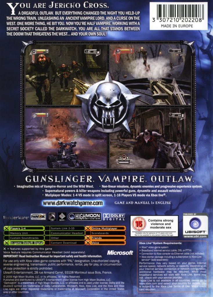 Darkwatch - Microsoft Xbox (Capcom, Ubisoft - 1-4) video game collectible [Barcode 3307210201966] - Main Image 2