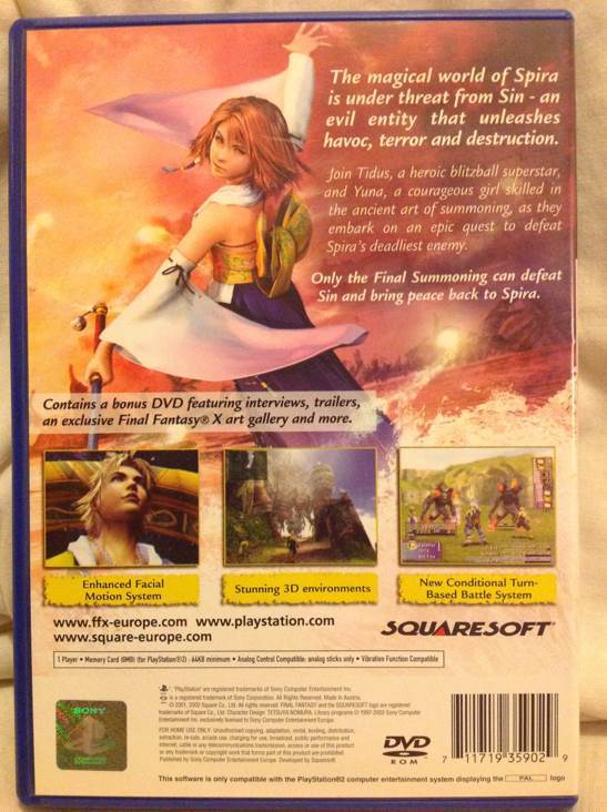 FInal Fantasy X - Sony PlayStation 2 (PS2) (SquareSoft - 1) video game collectible [Barcode 711719359029] - Main Image 2