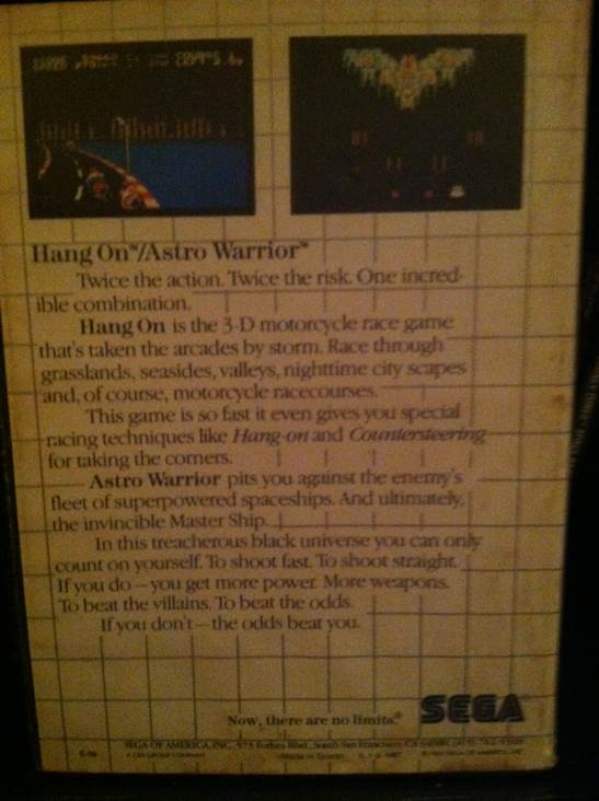 Hang On & Astro Warrior - Sega Master System video game collectible - Main Image 2