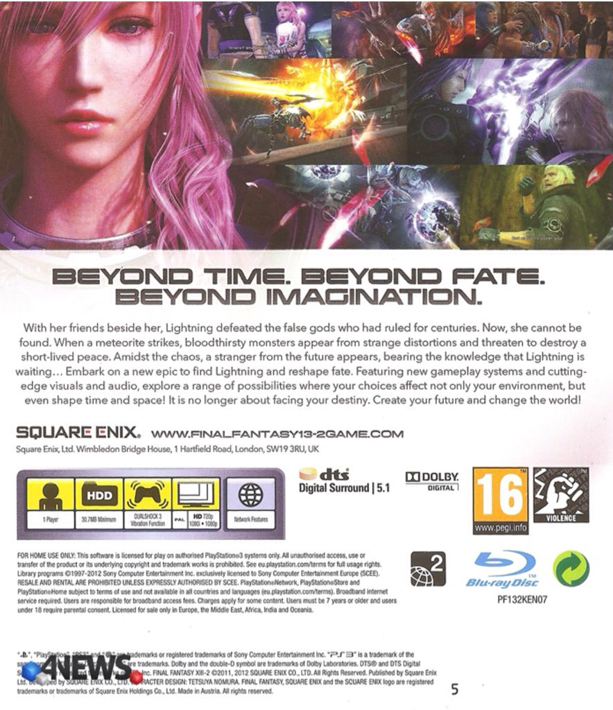 Final Fantasy XIII-2 - Sony PlayStation 3 (PS3) (Square Enix - 1) video game collectible [Barcode 662248911144] - Main Image 2