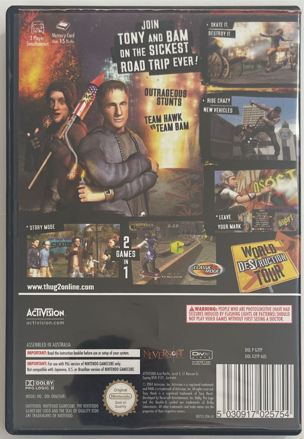 Tony Hawk’s Underground 2 - Nintendo GameCube (Activision - 1-2) video game collectible [Barcode 5030917025754] - Main Image 2