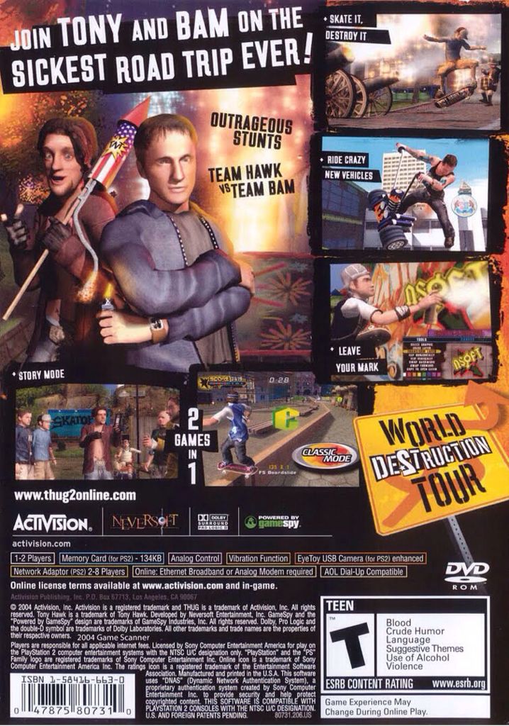 Tony Hawk’s Underground 2 - Sony PlayStation 2 (PS2) (Activision - 1-2) video game collectible [Barcode 5030917025990] - Main Image 2