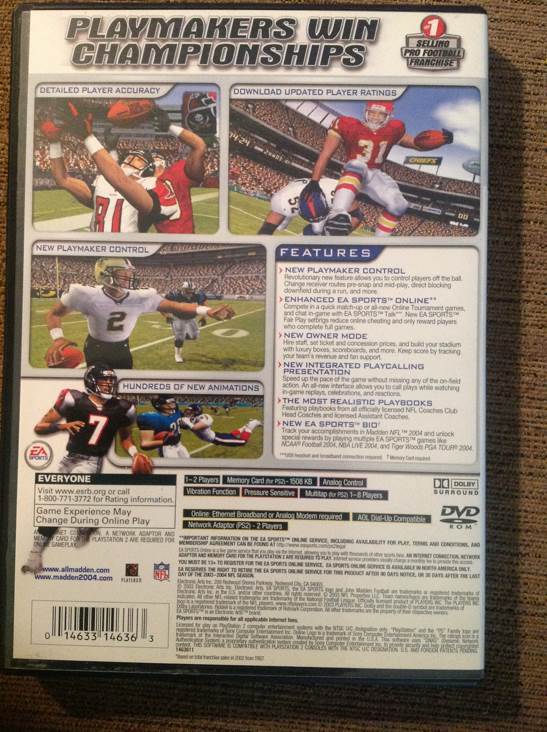 Madden NFL 2004 - Sony PlayStation 2 (PS2) (Electronic Arts - 2) video game collectible [Barcode 014633146363] - Main Image 2