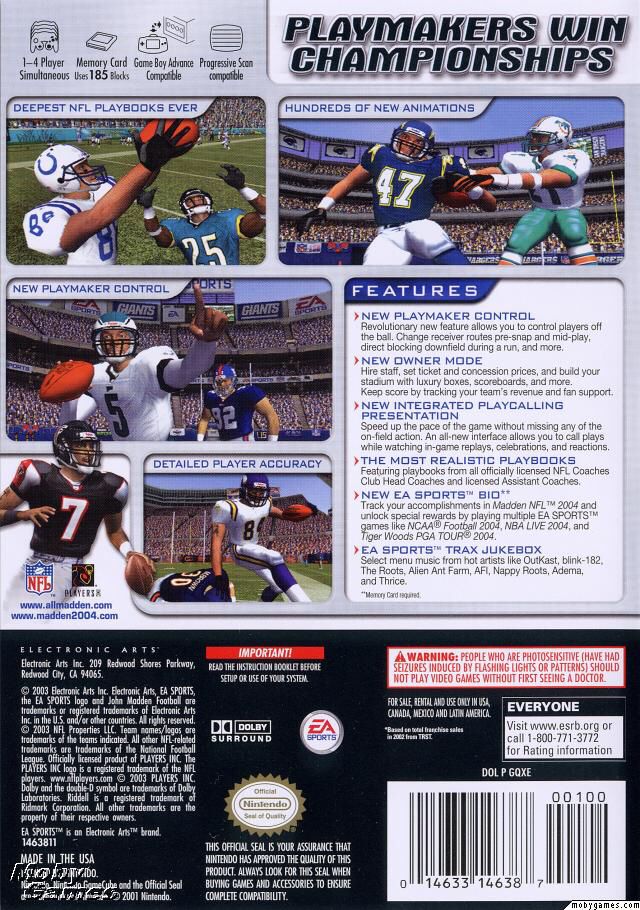 Madden NFL 2004 - Microsoft Xbox (Ea Sports - 1-4) video game collectible [Barcode 5030933034372] - Main Image 2