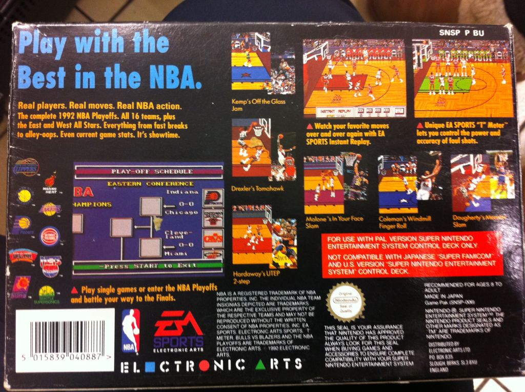 Bulls vs Blazers And The NBA Playoffs - Nintendo Super Nintendo Entertainment System (SNES) (Electronic Arts - 1-2) video game collectible [Barcode 5015839040887] - Main Image 2